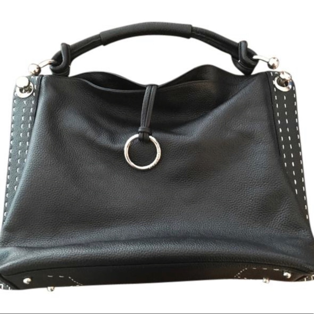 BCBGMaxAzaria Signature Black Leather Hobo Bag
